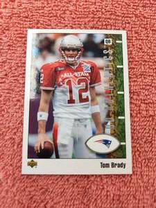 lot 63 image: 2001 Upper Deck Tom Brady football card