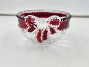 lot 107 image: Ruby ribbon crystal candy dish by Mikasa -  5