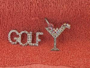lot 143 image: Selection of Broach pins - Golf and a jeweled martini glass