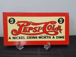 lot 182 image: Vintage metal Pepsi advertisement sign