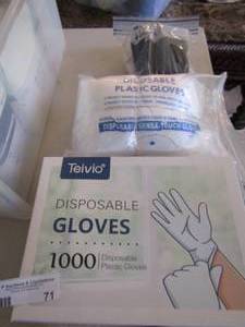 lot 71 image: New box of 1000 gloves bag disposable plastic gloves   BP cuff and monitor