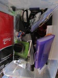 lot 112 image: Misc. lot- door stop, scissors, plug covers and more