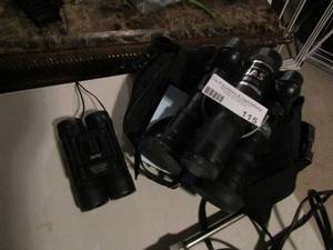 lot 115 image: NV BAS binoculars and 10x25 small binoculars