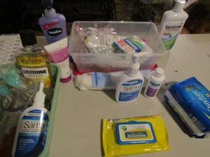 lot 123 image: Lot- Biotin, stay free pads, wipes, sarna, vasa line lotion used and more