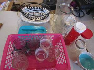 lot 137 image: Wire bread basket cups, serving dishes