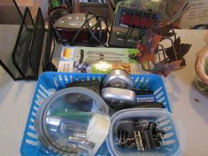 lot 147 image: Misc.- serenity wind chime, desk organizer and 2 advance alarm clocks