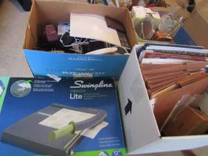 lot 157 image: office- Swing line paper cutter, file folders, markers pencils, tape dispensers and more