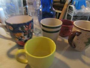 lot 175 image: Coffee cups, water pitcher, vase and tumbler