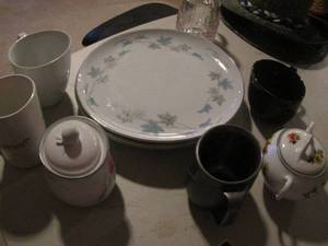 lot 193 image: 4 Noctarme china plates, multiple coffee cps 2 covered sugar bowl