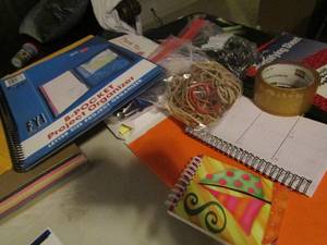 lot 197 image: Office supplies, notebooks, agendas, construction paper rubber bands and more