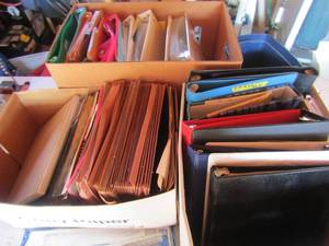 lot 208 image: Compass, rulers, box of binders x 2 1 box fileing folders