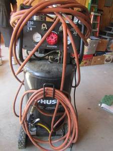 lot 2 image: Husky air compressor comes with 2 air hoses 150 max PSI  1.8 HP   20 gallon