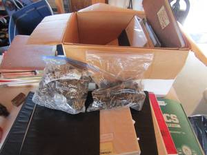lot 19 image: Binders, folders, black clips used for papers food items and more