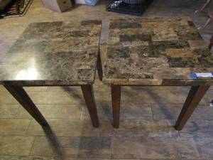 lot 223 image: 2 marble top look Side tables