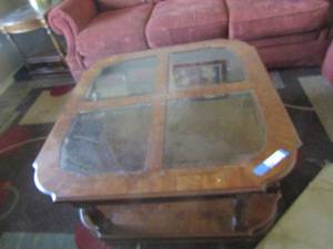 lot 222 image: Set of 3 coffee and side table  glass top (times the money)