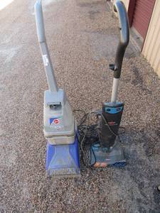 lot 246 image: Hoover steam vac and deep cleaner Bissel steam and sweep cleaner (previously used for cleaning up after pets.
