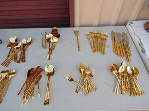lot 263 image: Cosmos gold plated silverware service for 10 5 pieces place setting