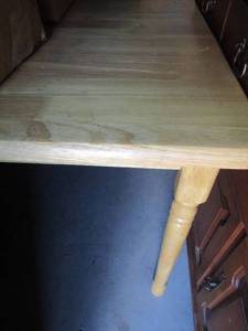 lot 266 image: Blonde wood square dining table29x47x33