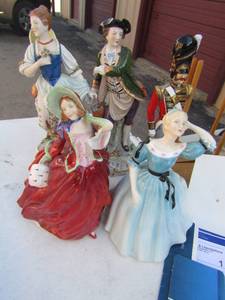 lot 32 image: PORCELAIN Figurines-  2 Royal Doulton WOMEN  AUTUMN BREEZES    English couple,  Seventh Royal Fusiliers 1825 soldier- MICHAEL SUTTY 102 OF 250,