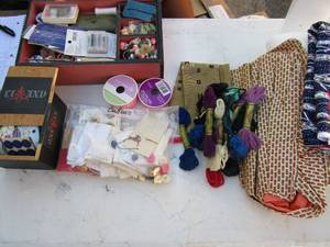 lot 35 image: Sewing lot- fabric, yard, buttons and more