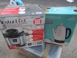 lot 60 image: NEW Insta Pot in box and Westbend coffee kettle in box