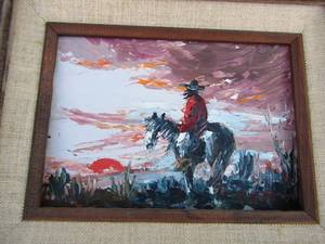 lot 82 image: 4 Native American paintings by Kelly Prutt 1973 - 8X10, 17x15 and TWO 13x15