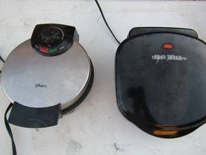 lot 88 image: George Foreman sandwich grill and Oster waffle maker