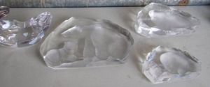 lot 97 image: 1890 Mats Jonasson baby seal, polar bear family Orrefors sweden glass fish