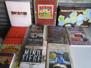 lot 102 image: Lot of books and national geographic game