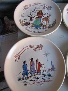 lot 11 image: Navajo Christmas plates by Kay Mallk 1971-1973
