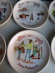 lot 131 image: Kay Mallek Navajo Christmas plates 1975 & 78