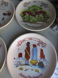 lot 132 image: Kay Mallek Navajo Christmas plates 1976 & 77