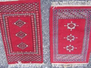 lot 17 image: Oriental Wooen Carpet - (1) Hand Knotted Pakistan design by Sorook  65 X 47  (2) HAND KNOTTED  KETELM  73 X 45