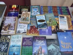 lot 147 image: Box of books- The last patriot, Only Time will Tell, and much more