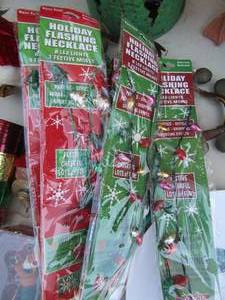 lot 150 image: 3 christmas DUCKS, wooden block family, tree dcor,   NEW snowflake solar lights    NEW flashing necklaces