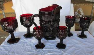 lot 27 image: Avons Cape Cod, Ruby Red glassware