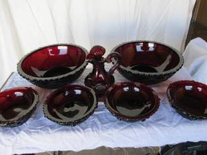 lot 63 image: Avons Cape Cod, Ruby Red Glassware