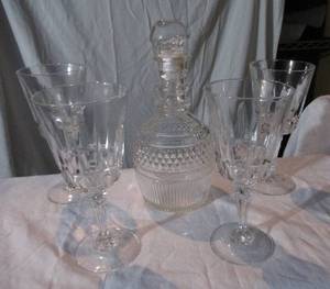 lot 72 image: Vintage Decanter with Crystal Goblets