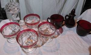 lot 78 image: Avons Ruby Red Cape Cod Collection Pieces & Misc Glasswares