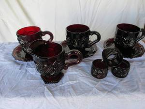 lot 92 image: Avon Ruby Red Cape Cod Dishes  Types as Shown in Pictures
