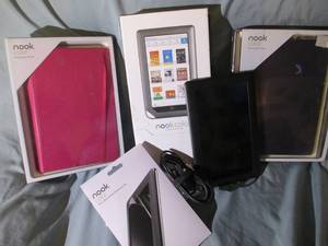 lot 128 image: Working - Nook Color & Accessories (this lot is only the Nook Color, cases and charging Cable disregard anything else)