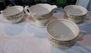 lot 171 image: Cups and Creamer Dish as Shown
