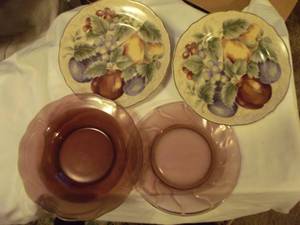 lot 202 image: Purple Depression Plates and Fruit Plates