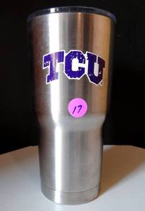 lot 17 image: TCU STAINLESS RTIC TUMBLER WITH SIP LID