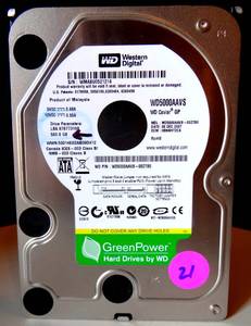 lot 21 image: BIG $ ITEM - WD5000AAVS-32ZTB0 Western Digital Caviar Green 500GB 7200RPM SATA 3Gbps 8MB Cache 3.5-inch Hard Drive