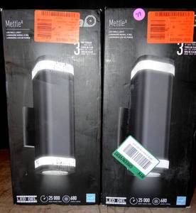 lot 77 image: Artika Medium Mettle Black Integrated LED Outdoor Wall Mount Cylinder Light (2X$)