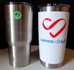 lot 97 image: RTIC AND YETI TUMBLERS WITH LIDS $$