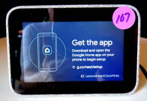 lot 107 image: Lenovo CD-24501F Wireless Smart Clock with Google Assistant