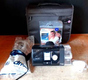 lot 108 image: BIG $ ITEM - ResMed Airsense 10 Autoset CPAP Machine with Humidifier wAccessories, Manuals, & Case