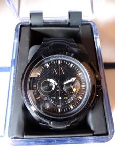 lot 151 image: ARMANI EXCHANGE Chronograph Black Dial Black Ion-plated Mens Watch No. AX1192 $$$